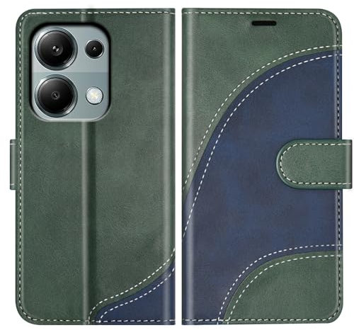 BoxTii Coque pour Xiaomi Poco M6 Pro 4G, Housse en Cuir PU Pochette de Portefeuille, Magnétique Étui de Protection Housse Coque pour Xiaomi Poco M6 Pro 4G, Vert