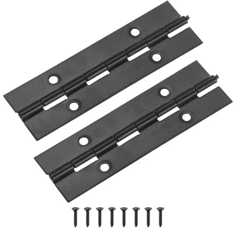 M METERXITY 2-Pack Piano Hinges, 4 Inch / 100mm 304 Stainless Steel Continuous Piano Hinge with Holes and Screws for Cabinets Door/Storage Box [1.2X 0.04/ 30x 1mm Open Width Thick, Black]