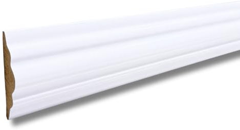 Weiße MDF-Stuhlschienenleiste, 116 cm x 6,35 cm x 1,9 cm, dekorative Wandverkleidung, wasserdicht und montagefertig