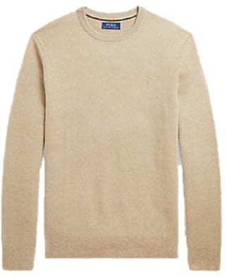 Ralph Lauren Polo Slim Fit Merino Wool Jumper, Textured Knit, Medium M, Men's Brown