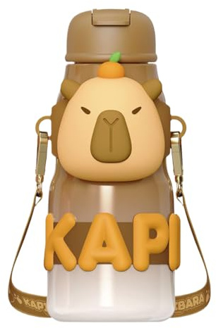 Gourde Isotherme Enfant Capybara | Bouteille Isotherme pour Boissons | Tasse À Boisson En Acier Inoxydable Isolée Pour École Et Extérieur Avec Bonne Contenance