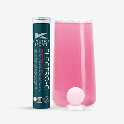 Kinetica Sports Electro-C Electrolyte Tablets – Berry Fizz Flavour | 180 Tablets (12 Pack, 15 Tablets/Pack) | Effervescent Hydration Drink | Contains Vitamin C, Magnesium, Potassium & Calcium