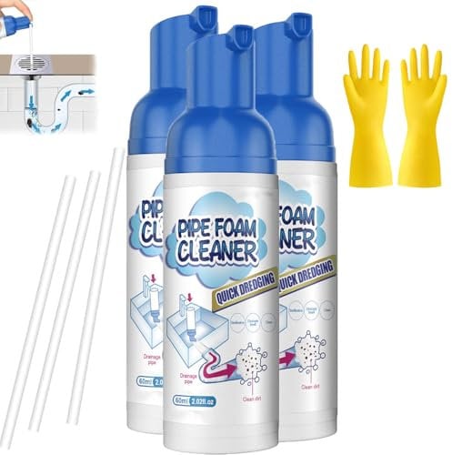 Grossplus Drain Cleaner, Fly Foam Disposal Cleaner, Foaming Drain Cleaners and Deodorizer, Spiral Sink Cleaners Foam for Bathroom Sink, for Kitchen and Washbasin, With Tube (3)