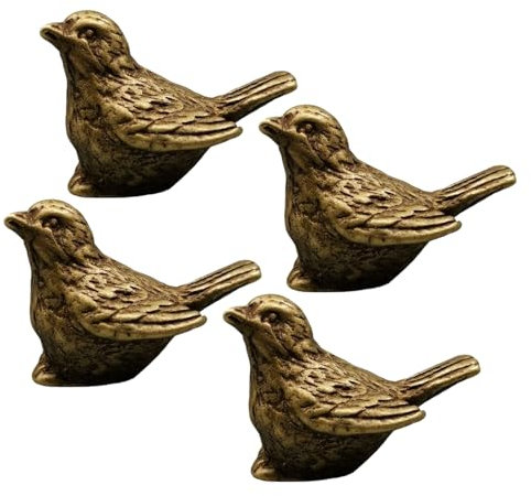 YAOGUI Kupfer-Vogel-Skulptur, Badewanne, dekorative Spatzen-Figur, Teepet, für Gartenbrunnen, Hinterhof, Ornament, Outdoor-Vogeltränke, Dekoration, 4 Stück