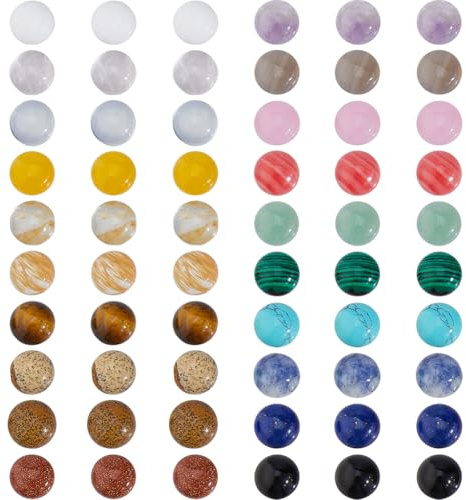 SUPERFINDINGS 60 Stücke 20 Stile Natürliche Gemischte Halbrund Cabochons 10mm Edelsteine Für Schmuckherstellung