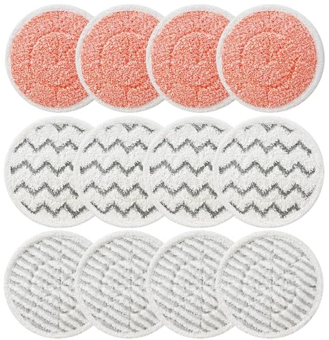 BIHARNT 12 Pack Microfiber Steam Mop Pads Replacement Compatible with Shark Steam and Scrub Steam Mop S8001 S8201 S8201UK S8201UKCP S6002UK S7201UK