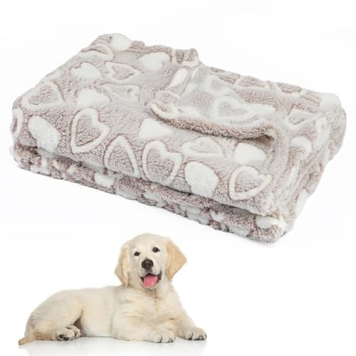 Dog Blanket Washable, 100 × 80 cm Cat Blanket, Fluffy Pet Puppy Blankets | Pet Blankets for Medium Dogs Bed Sofa Travel, Khaki