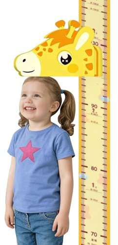 FooYee Messlatte für Kinder, 3D Beweglicher Giraffenkopf Magnetischer Höhenmesser für Jungen und Mädchen, Wanddekoration Kinderzimmer und Kindergarten, Messbereich 65–180 cm