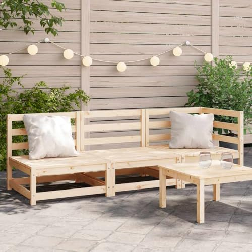 IBUQDDV 3-Sitzer Gartensofa aus Massivholz Kiefer mit Latten-Design und Rückenlehne für Terrasse Garten Innenhof Outdoor Lounge Set Modulares Sofa Langlebig Stabil