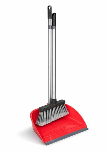 Kehrset mit Langstiel 90 cm – Besen mit Schaufel Set – mit Gummilippe & klappbarer Schaufel – ergonomisch & platzsparend – für Haushalt, Küche & Garage