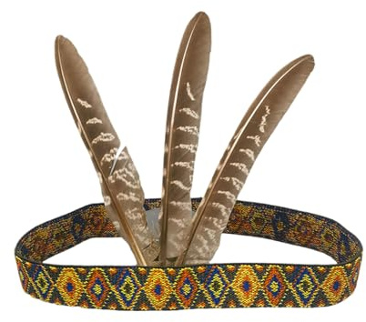 Hangsu Elegantes gefiedertes Stirnband, Cosplay Kostüm, Ethno Haarband für Erwachsene, Kinder, Bühnen Requisiten, Zubehör und Mottopartys, böhmisches Haar Accessoire