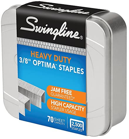 Swingline Optima 35550 Heftklammern, hohe Kapazität, für Desktop-Heftgeräte, 0,95 cm Länge, 125 Stück/Streifen, 2500 Stück pro Box, staufrei