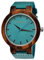 Holzwerk Germany Handgefertigte Designer Damen-Uhr Herren-Uhr Öko Natur Holz-Uhr Leder Armband-Uhr Analog Klassisch Quarz-Uhr in Blau Türkis (Blue.)