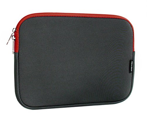 Emartbuy Dark Grey/Red 11.6-14 Inch Water Resistant Neoprene Soft Zip Case Cover Sleeve With Red Interior & Zip Compatible with Laptops Listed Below