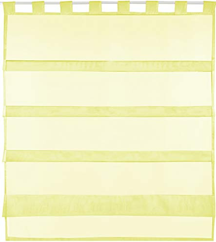Bestlivings gelbe Bistrogardine Transparent mit Schlaufen in 90x110 cm (BxL), in vielen Varianten erhältlich