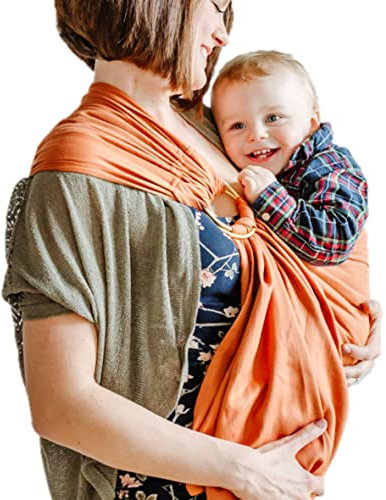 Shabany® - Ring Sling Tragetuch - 100% Bio Baumwolle - Babybauchtrage für Neugeborene Kleinkinder bis 15 KG - inkl. Baby Wrap Carrier Anleitung - rot (loves)