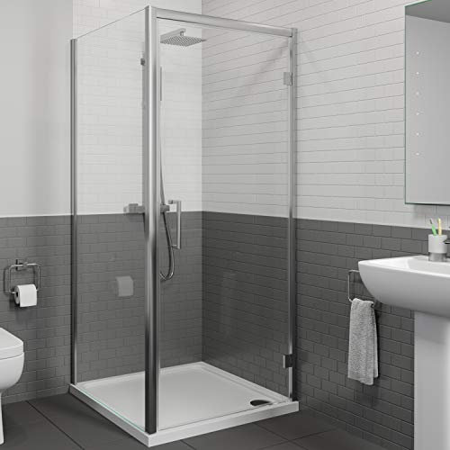 800x800mm Framed Hinged 8mm Shower Enclosure Door Side Panel Walk-in Anti-Slip Tray and Waste