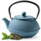 Tealøv Arare TEIERA IN GHISA Smaltata – Teiera Ghisa di Alta Qualità - Con Infusore in Acciaio Inox – Design Elegante, Per Preparare Ottimo Te – Bollitore in Stile Giapponese (800 ml, Blu)
