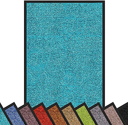 etm Hochwertige Fußmatte | schadstoffgeprüft | bewährte Eingangsmatte in Gewerbe & Haushalt | Schmutzfangmatte mit Top-Reinigungswirkung | Sauberlaufmatte waschbar & rutschfest (90x600 cm, Türkis)