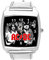 TAPORT® Armbanduhr Analog Quarz mit Echtleder Band Silber Quadrat für Fan von ACDC