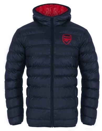 Arsenal Mens Quilted Jacket Hooded Coat Adults Official Football Gift