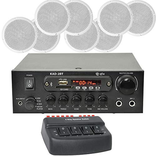 ADCB LTD New Cafe Restaurant Home Bluetooth Amplifier Ceiling Speaker System Kit - 2,4,8 Works with Google Home & Amazon Alexa