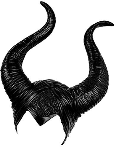 RKK Enterprise Limited GrassVillage Deluxe Evil Witch Horns Hat Latex Black Queen Horns For Halloween Costume Party, Fancy Dress Accessory, World Book Week Outfit