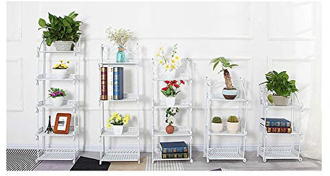 GUOCU Mehrschichtiges Eisenregal,Pflanzenregal Blumenregal Gartenregal Metall Blumenbank Pflanzentreppe Garten Balkon für Küche/Wohnzimmer/Bad 3 Tier Weiß Einheitsgröße