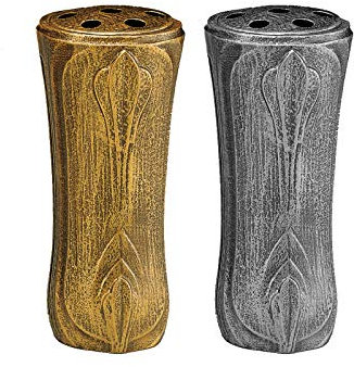 Henecka -Grabschmuck- Grabvase -Opuntia- wählbar in Bronze pat. & Aluminium pat.; mit oder ohne Sockel; inklusive Friedhofsbürste (Grabvase Bronze pat.)