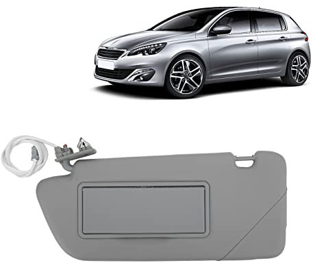 Parasol de Repuesto para el Lado Izquierdo del Conductor, Visera a Prueba de Sol para el Interior del Coche con Espejo Abatible, Compatible con Peugeot 2008 3008 301 308(S) 408