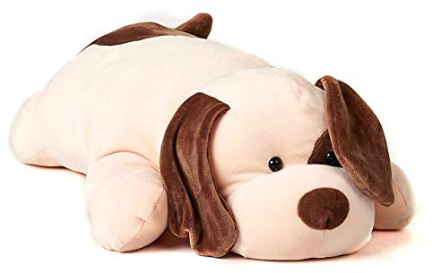 Uni-Toys - Plüsch-Kissen - Hund braun-beige - Ultra-weich - 57 cm (Länge) - Plüschtier, Kuscheltier