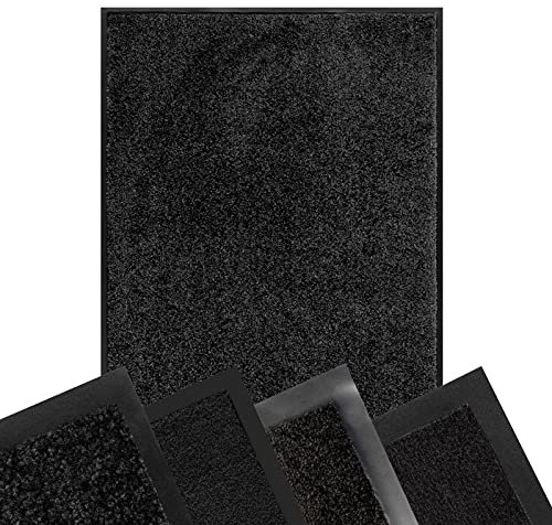 Schmutzfangmatte SCHWARZ - XXL Teppich für Flur Eingang Eingangsbereich innen & außen - Türmatte Sauberlaufmatte Fußabtreter Fussmatte - rutschfest & pflegeleicht (135 x 200 cm, Rhine)