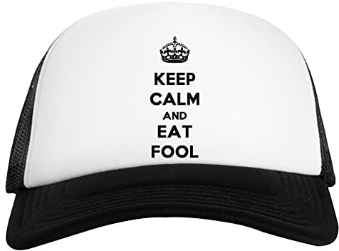 Keep Calm and Eat Fool Weiß Schwarz Unisex Baseball Cap White Black