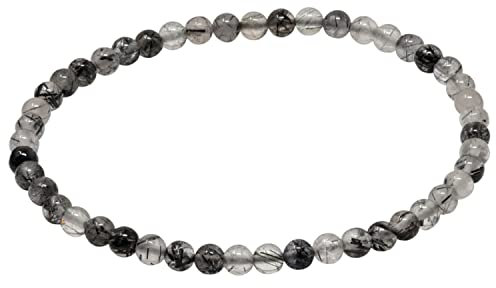 Armband Armschmuck aus Turmalinquarz grau-schwarz Ø4mm endlos dehnbar 18,5cm