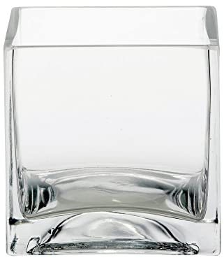 Floralcraft® 12cm Glass Cube Vase Flowers Vase Decorative Centerpiece for Floral Arrangements, Home Decor Wedding Party, Planter Terrarium Candle Holder