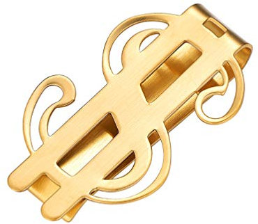 PROSTEEL Herren Geldscheinklammer 18k vergoldet Geldclip mit Dollar Zeichen Halter für Visitenkarte Kreditkarte Geldscheine Brieftasche Vatertag Neujahr