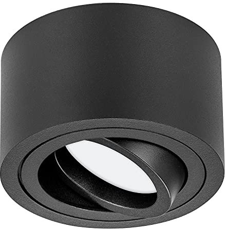 TEVEA Premium Dimmbar Deckenleuchte Aufbauspot Flach | Led Modul IP44 230V 5W Dimmbar austauschbar | Deckenspot auch fürs Bad (Matt Schwarz - Warmweiss)