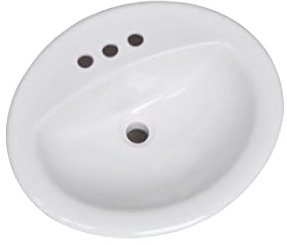 Design House 583203-WHT Traditionnel Simple Évier à encastrer ovale 20 x 17 cm Lavabo simple Blanc