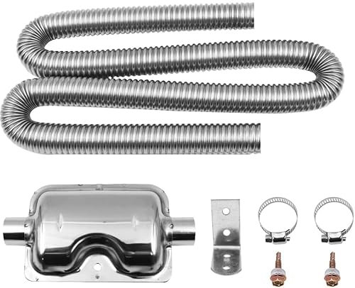 Tiardey 120cm Auspuff Schalld?mpfer,Edelstahlrohr Schalld?mpfer für Standluft Dieselheizungen,Heizungskit,Autoheizungszubeh?r