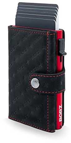 BORZ Prime Limited Slim Wallet ohne Münzfach I NFC Chip mit Digitaler Visitenkarte I Kartenetui mit RFID Schutz für Herren & Damen Geldbörse I Geldbeutel für Karten & Scheine