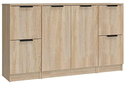 vidaXL Sideboards in Sonoma Oak - Modern Engineered Wood Storage Cabinets for Bedroom/Living Room, Easy Clean, Organizational Space