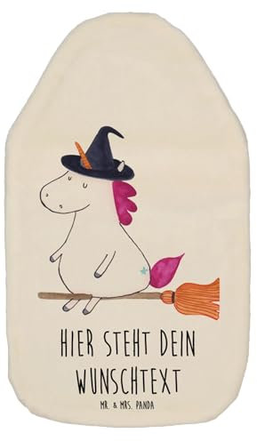 Mr. & Mrs. Panda Personalisierte Wärmflasche Einhorn Hexe - Personalisierte Geschenke, Wärmflaschenbezug mit Namen, Unicorn, Einhorn Deko, Freundin,