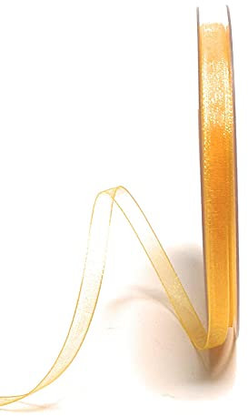 s.dekoda Schleifenband 50m x 6mm Gelb Organza Chiffon Geschenkband Organzaband [1350-145]