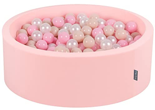 KiddyMoon 90X30cm/200 Bolas ∅ 7Cm Piscina De Bolas para Ninos Hecha En La UE, Rosa: Beige Pastel/Rosa Claro/Perla