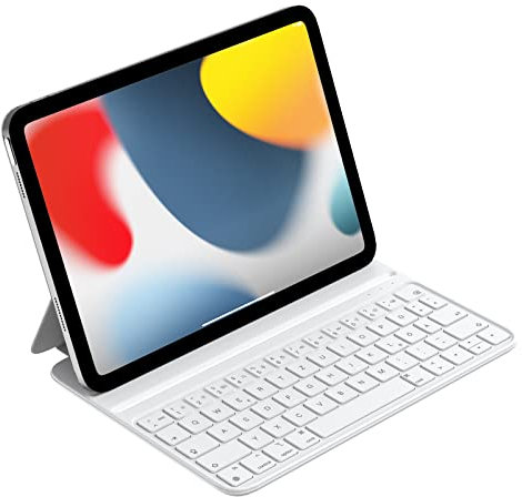 HOU Tastatur Case für iPad 10. Generation, Einstellbarem Winkel, Smart Keyboard Folio und magnetischem Laden - Kompatibel mit dem iPad 10. Generation 10.9 2022 Weiss