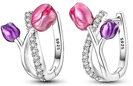 Parmuz Kreolen-Ohrringe aus 925er Sterlingsilber, schlicht, bunt, mit Zirkonia-Stein, u-förmig, Stern, Mond, Schmetterling, kleine Huggie-Ohrringe, Schmuck-Set für Damen, Sterling Silber, Zirkonia