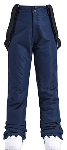 HOTIAN Damen Skihose Hosenträgerhose Snowboardhose Winter Wasserdicht Winddicht Warm Abnehmbare Hosenträger Skilanglaufhose Thermohose Wanderhose Ski Pant Blue M