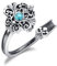 Spoon Ring Turquoise rings 925 Sterling Silver Open Adjustable Ring Victorian Vintage Flower Rings Christmas Jewelry Gift for Men Women-Size 7