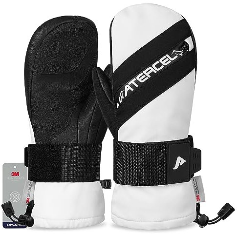 ATERCEL Skihandschuhe mit 3M Thinsulate, Schneehandschuhe Fäustling, Winterhandschuhe Herren und Damen, Geeignet zum Skifahren, Snowboarden, Schneemobilfahren und Bergsteigen M
