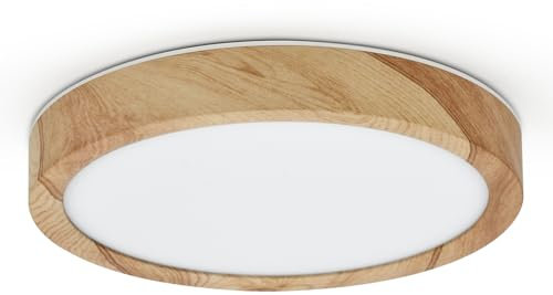 LVL LED-Deckenleuchte Holzmaserung, 24W Rund, Nordische Deckenleuchte Flach für Wohnzimmer, Schlafzimmer, Küche, Badezimmer, Deckenleuchte Led(24W)